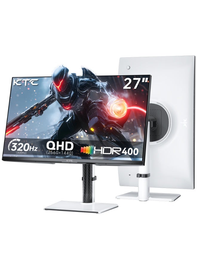 KTC 27 Inch White Gaming Monitor 300Hz/320Hz, QHD 1440P Fast IPS Computer Monitor with Adaptive FreeSync, HDR400, Height/Pivot/Swivel/Tilt Adjustable, DP&HDMI, H27E6 - Image 1